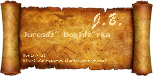 Jurcsó Boglárka névjegykártya